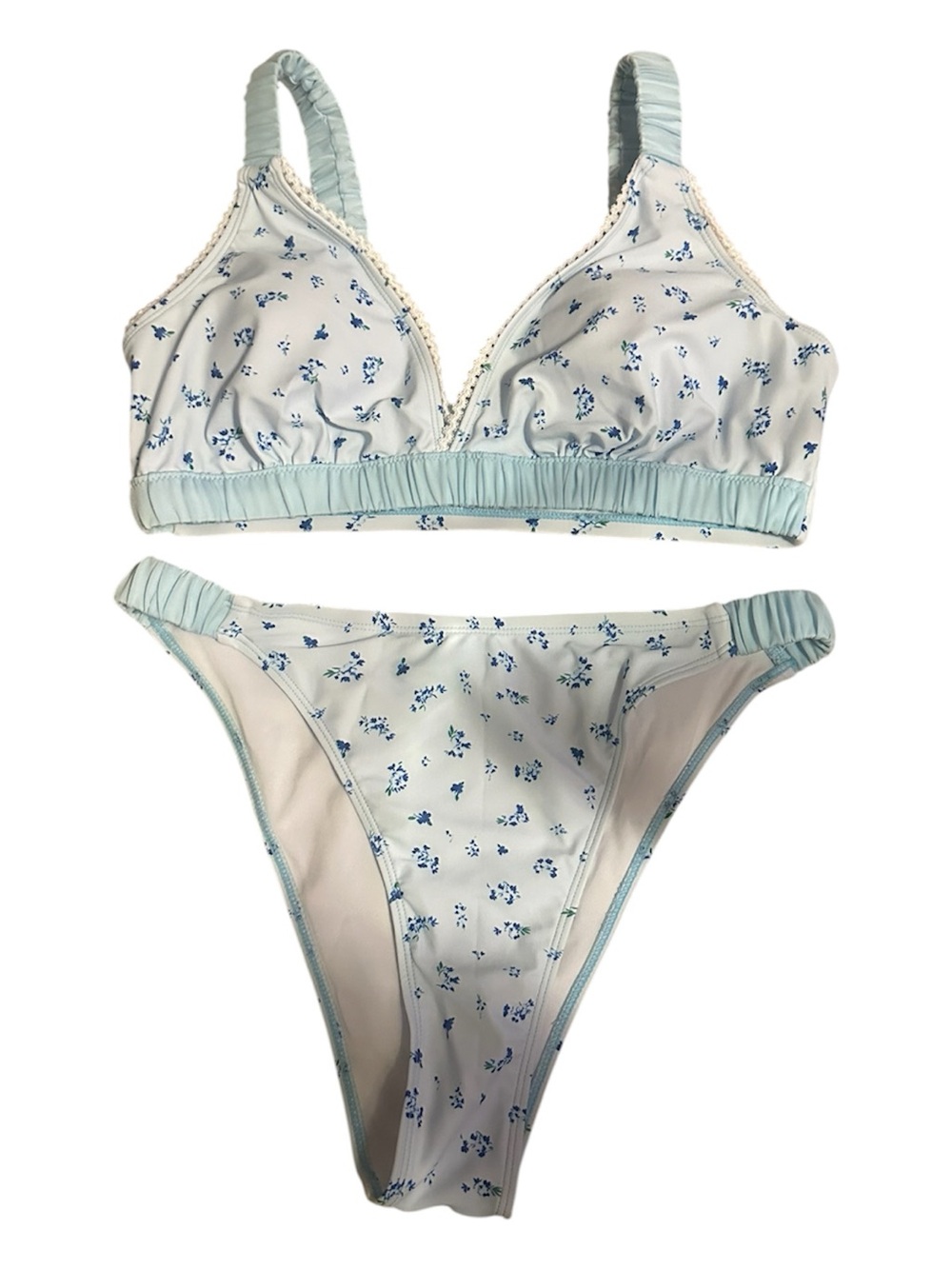 SHEIN Light Blue Floral Triangle Bikini Set
